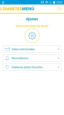 Diabetes menú android App screenshot 1