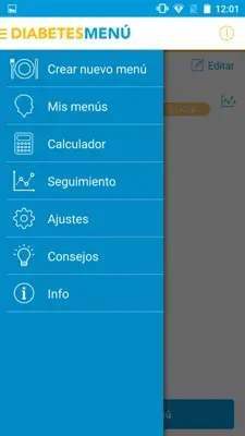 Diabetes menú android App screenshot 2
