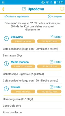 Diabetes menú android App screenshot 3